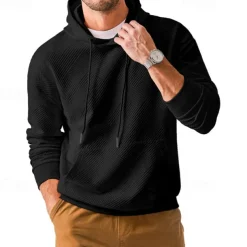 Men's Hoodie Apricot Black Hooded Plain Jacquard Pocket Sports & Outdoor Daily Holiday Polyester Streetwear Basic Casual Summer Spring Clothing Apparel Hoodies Sweatshirts