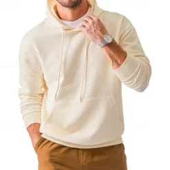 Men's Hoodie Apricot Black Hooded Plain Jacquard Pocket Sports & Outdoor Daily Holiday Polyester Streetwear Basic Casual Summer Spring Clothing Apparel Hoodies Sweatshirts