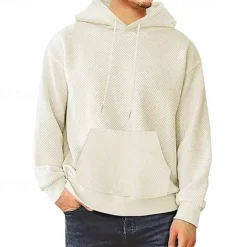 Men's Hoodie Apricot Black Hooded Plain Jacquard Pocket Sports & Outdoor Daily Holiday Polyester Streetwear Basic Casual Summer Spring Clothing Apparel Hoodies Sweatshirts
