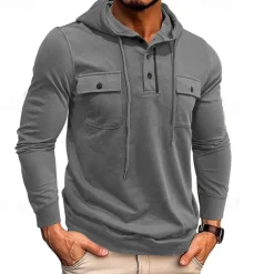 Men's Hoodie Black Army Green Green Dark Gray Coffee Hooded Plain Pocket Sports & Outdoor Daily Holiday Cotton Streetwear Basic Casual Spring & Fall Clothing Apparel Hoodies Sweatshirts