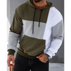 Men's Hoodie Black Pink Army Green Blue Hooded Color Block Pocket Sports & Outdoor Daily Holiday Streetwear Cool Casual Spring & Fall Clothing Apparel Hoodies Sweatshirts