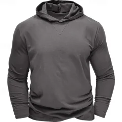 Men's Hoodie Black White Army Green Royal Blue Khaki Hooded Plain Sports & Outdoor Daily Holiday Cotton Streetwear Basic Casual Spring & Fall Clothing Apparel Hoodies Sweatshirts