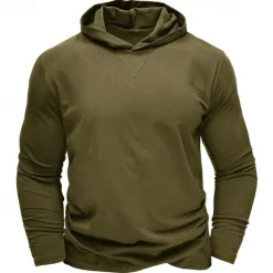 Men's Hoodie Black White Army Green Royal Blue Khaki Hooded Plain Sports & Outdoor Daily Holiday Cotton Streetwear Basic Casual Spring & Fall Clothing Apparel Hoodies Sweatshirts