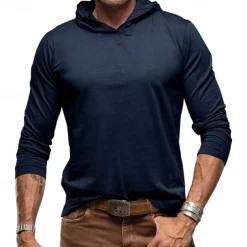 Men's Hoodie Black White Army Green Royal Blue Khaki Hooded Plain Sports & Outdoor Daily Holiday Cotton Streetwear Basic Casual Spring & Fall Clothing Apparel Hoodies Sweatshirts