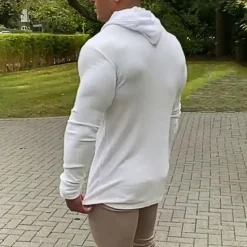 Men's Hoodie Black White Gray Hooded Solid Color Ribbed Textured Knit-texture Sports & Outdoor Polyester Active Winter Clothing Apparel Hoodies Sweatshirts Long Sleeve Slim