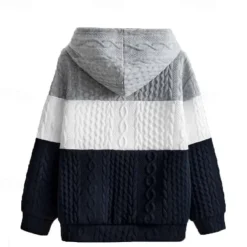 Men's Hoodie Black Wine Orange Light Grey Hooded Color Block Jacquard Patchwork Ribbed Textured Sports & Outdoor Daily Holiday Polyester Textured Streetwear Basic Casual Fall & Winter Clothing Apparel