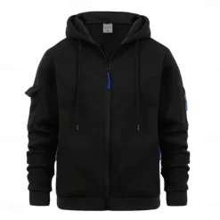 Men's Hoodie Full Zip Hoodie Tactical Hoodie Black Navy Blue Blue Khaki Dark Gray Hooded Plain Sports & Outdoor Daily Holiday Streetwear Cool Casual Winter Spring & Fall Clothing Apparel Hoodies