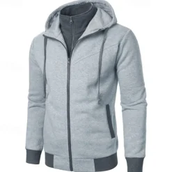 Men's Hoodie Full Zip Hoodie Tactical Hoodie Black Light Grey Dark Gray Hooded Plain Tactical Sports & Outdoor Daily Streetwear Cool Casual Winter Spring & Fall Clothing Apparel Hoodies Sweatshirts