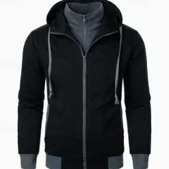 Men's Hoodie Full Zip Hoodie Tactical Hoodie Black Light Grey Dark Gray Hooded Plain Tactical Sports & Outdoor Daily Streetwear Cool Casual Winter Spring & Fall Clothing Apparel Hoodies Sweatshirts