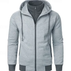 Men's Hoodie Full Zip Hoodie Tactical Hoodie Black Light Grey Dark Gray Hooded Plain Tactical Sports & Outdoor Daily Streetwear Cool Casual Winter Spring & Fall Clothing Apparel Hoodies Sweatshirts