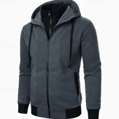 Men's Hoodie Full Zip Hoodie Tactical Hoodie Black Light Grey Dark Gray Hooded Plain Tactical Sports & Outdoor Daily Streetwear Cool Casual Winter Spring & Fall Clothing Apparel Hoodies Sweatshirts