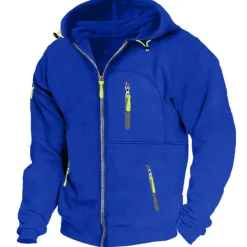 Men's Hoodie Full Zip Hoodie Fleece Hoodie Black White Wine Navy Blue Royal Blue Hooded Plain Zipper Pocket Sports & Outdoor Daily Holiday Polyester Streetwear Cool Casual Spring & Fall Clothing