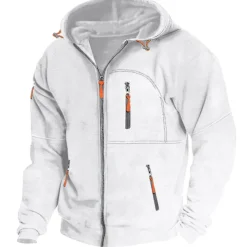 Men's Hoodie Full Zip Hoodie Fleece Hoodie Black White Wine Navy Blue Royal Blue Hooded Plain Zipper Pocket Sports & Outdoor Daily Holiday Polyester Streetwear Cool Casual Spring & Fall Clothing