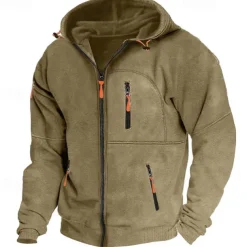 Men's Hoodie Full Zip Hoodie Fleece Hoodie Black White Wine Navy Blue Royal Blue Hooded Plain Zipper Pocket Sports & Outdoor Daily Holiday Polyester Streetwear Cool Casual Spring & Fall Clothing