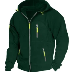 Men's Hoodie Full Zip Hoodie Fleece Hoodie Black White Wine Navy Blue Royal Blue Hooded Plain Zipper Pocket Sports & Outdoor Daily Holiday Polyester Streetwear Cool Casual Spring & Fall Clothing