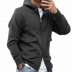 Men's Hoodie Full Zip Hoodie Tactical Hoodie Black Navy Blue Khaki Gray Hooded Plain Tactical Sports & Outdoor Daily Streetwear Cool Casual Winter Spring & Fall Clothing Apparel Hoodies Sweatshirts
