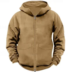 Men's Hoodie Full Zip Hoodie Tactical Hoodie Black Navy Blue Khaki Gray Hooded Plain Tactical Sports & Outdoor Daily Streetwear Cool Casual Winter Spring & Fall Clothing Apparel Hoodies Sweatshirts