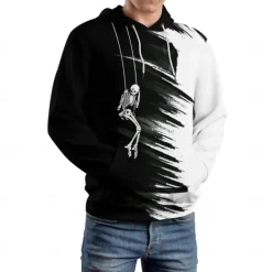 Men's Hoodie Hoodies Sweatshirt Fashion Daily Long Sleeve Hooded Vacation Streetwear White Printing Winter Spring & Fall Designer