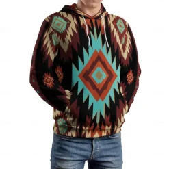 Men's Hoodie Hoodies Sweatshirt Fashion Daily Long Sleeve Hooded Vacation Streetwear Light Brown Printing Winter Spring & Fall Designer