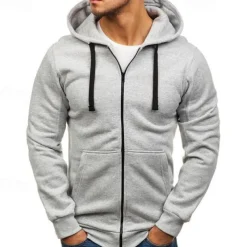 Men's Hoodie Jacket Full Zip Hoodie Solid Color Sport Athleisure Top Long Sleeve Breathable Soft Comfortable Everyday Use Outdoor Casual Athleisure Daily Activewear