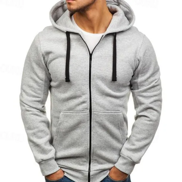 Men's Hoodie Jacket Full Zip Hoodie Solid Color Sport Athleisure Top Long Sleeve Breathable Soft Comfortable Everyday Use Outdoor Casual Athleisure Daily Activewear