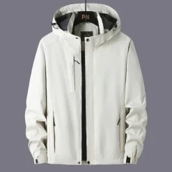 Men's Hoodie Jacket Hiking Jacket Rain Jacket Outdoor Waterproof Breathable Quick Dry Jacket Single Slider Camping / Hiking / Caving Dark Grey Black Dark Green Beige