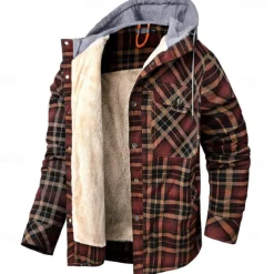 Men's Hoodie Jacket Padded Hiking jacket Hiking Fleece Jacket Outerwear Windbreaker Parka Outdoor Thermal Warm Windproof Fleece Lining Breathable Winter Amy Green Khaki Red Ski / Snowboard Fishing