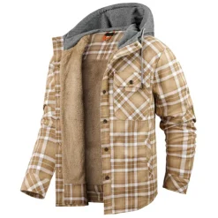 Men's Hoodie Jacket Padded Hiking jacket Hiking Fleece Jacket Outerwear Windbreaker Parka Outdoor Thermal Warm Windproof Fleece Lining Breathable Winter Amy Green Khaki Red Ski / Snowboard Fishing