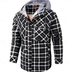 Men's Hoodie Jacket Padded Hiking jacket Hiking Fleece Jacket Outerwear Windbreaker Parka Outdoor Thermal Warm Windproof Fleece Lining Breathable Winter Amy Green Khaki Red Ski / Snowboard Fishing