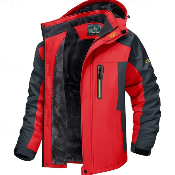 Men's Hoodie Jacket Ski Jacket Hiking Fleece Jacket Winter Outdoor Thermal Warm Fleece Lining Waterproof Windproof Outerwear Windbreaker Softshell Jacket Coat Skiing Ski Snowboard Fishing Black