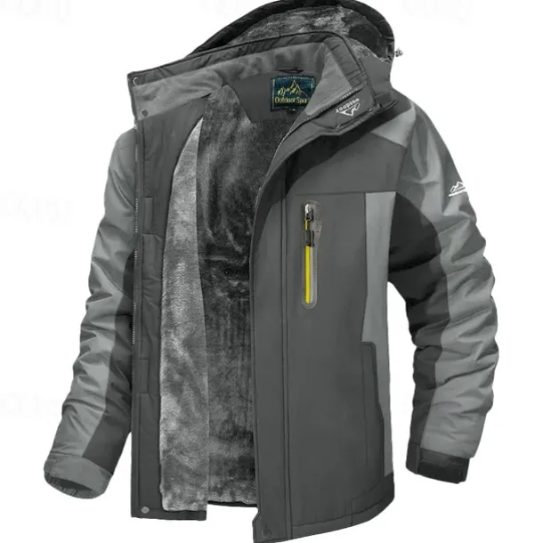 Men's Hoodie Jacket Ski Jacket Hiking Fleece Jacket Winter Outdoor Thermal Warm Fleece Lining Waterproof Windproof Outerwear Windbreaker Softshell Jacket Coat Skiing Ski Snowboard Fishing Black