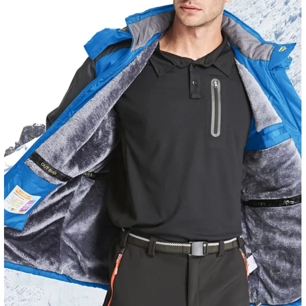 Men's Hoodie Jacket Ski Jacket Hiking Fleece Jacket Winter Outdoor Thermal Warm Fleece Lining Waterproof Windproof Outerwear Windbreaker Softshell Jacket Coat Skiing Ski Snowboard Fishing Black