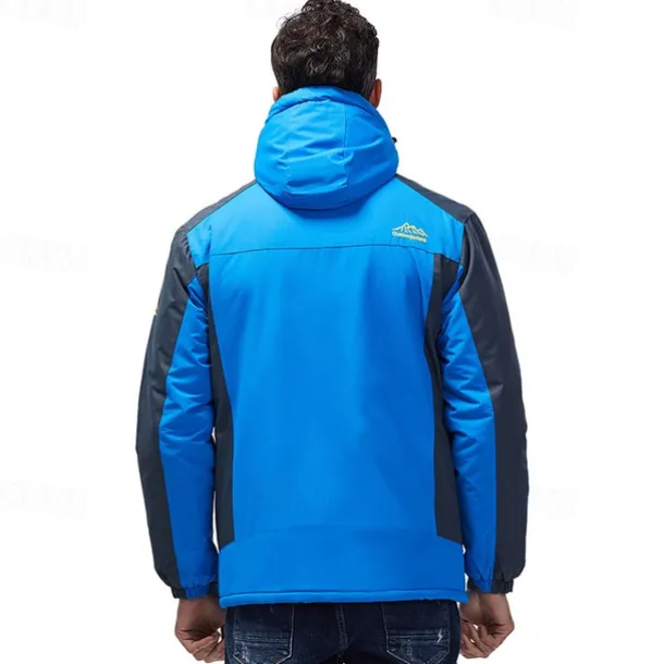 Men's Hoodie Jacket Ski Jacket Hiking Fleece Jacket Winter Outdoor Thermal Warm Fleece Lining Waterproof Windproof Outerwear Windbreaker Softshell Jacket Coat Skiing Ski Snowboard Fishing Black