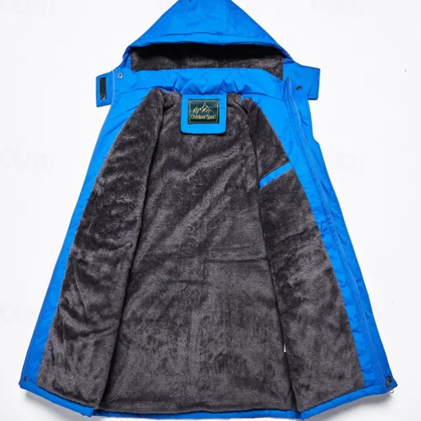 Men's Hoodie Jacket Ski Jacket Hiking Fleece Jacket Winter Outdoor Thermal Warm Fleece Lining Waterproof Windproof Outerwear Windbreaker Softshell Jacket Coat Skiing Ski Snowboard Fishing Black