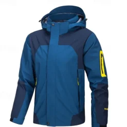 Men's Hoodie Jacket Softshell Jacket Hiking Jacket Outdoor Color Block Windproof Water Resistant Windbreaker Jacket Traveling Black Blue Beige Grey
