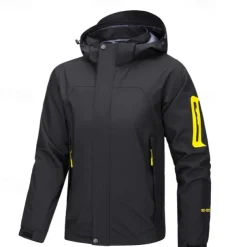 Men's Hoodie Jacket Softshell Jacket Hiking Jacket Outdoor Color Block Windproof Water Resistant Windbreaker Jacket Traveling Black Blue Beige Grey