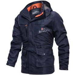 Men's Hoodie Jacket Waterproof Hiking Jacket Rain Jacket Winter Outdoor Thermal Warm Waterproof Windproof Multi-Pockets Outerwear Raincoat Coat Fishing Climbing Beach Black khaki Army Green