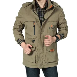 Men's Hoodie Jacket Waterproof Hiking Jacket Rain Jacket Winter Outdoor Thermal Warm Waterproof Windproof Multi-Pockets Outerwear Raincoat Coat Fishing Climbing Beach Black khaki Army Green