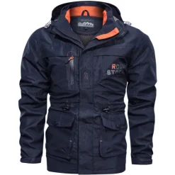 Men's Hoodie Jacket Waterproof Hiking Jacket Rain Jacket Winter Outdoor Thermal Warm Waterproof Windproof Multi-Pockets Outerwear Raincoat Coat Fishing Climbing Beach Black khaki Army Green