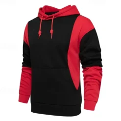Men's Hoodie Pullover Hoodie Sweatshirt Black And White Red & Black White + Light Grey Hooded Color Block Pocket Color Block Sports & Outdoor Daily Holiday Streetwear Cool Sportswear Spring & Fall