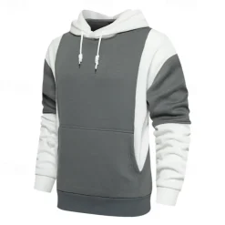 Men's Hoodie Pullover Hoodie Sweatshirt Black And White Red & Black White + Light Grey Hooded Color Block Pocket Color Block Sports & Outdoor Daily Holiday Streetwear Cool Sportswear Spring & Fall