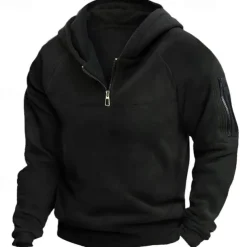 Men's Hoodie Quarter Zip Hoodie Black Hooded Plain Pocket Sports & Outdoor Daily Holiday Polyester Streetwear Basic Casual Spring & Fall Clothing Apparel Hoodies Sweatshirts Long Sleeve
