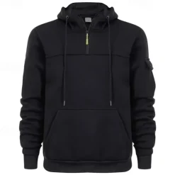Men's Hoodie Quarter Zip Hoodie Black Navy Blue Khaki Dark Gray Gray Hooded Plain Pocket Sports & Outdoor Daily Holiday Streetwear Cool Casual Winter Spring & Fall Clothing Apparel Hoodies