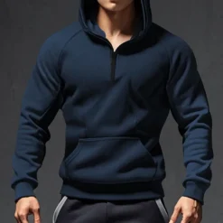 Men's Hoodie Quarter Zip Hoodie Tactical Hoodie Black Army Green Navy Blue Dark Gray Hooded Plain Pocket Sports & Outdoor Daily Holiday Streetwear Cool Casual Winter Spring & Fall Clothing Apparel