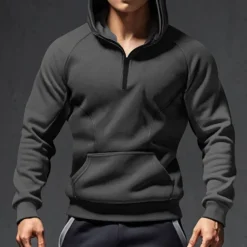 Men's Hoodie Quarter Zip Hoodie Tactical Hoodie Black Army Green Navy Blue Dark Gray Hooded Plain Pocket Sports & Outdoor Daily Holiday Streetwear Cool Casual Winter Spring & Fall Clothing Apparel