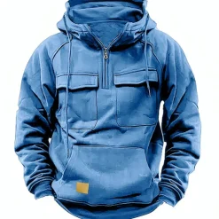 Men's Hoodie Quarter Zip Hoodie Tactical Hoodie Tactical Wine Red Black Wine Army Green Navy Blue Hooded Plain Tactical Sports & Outdoor Daily Streetwear Cool Casual Spring & Fall Clothing Apparel