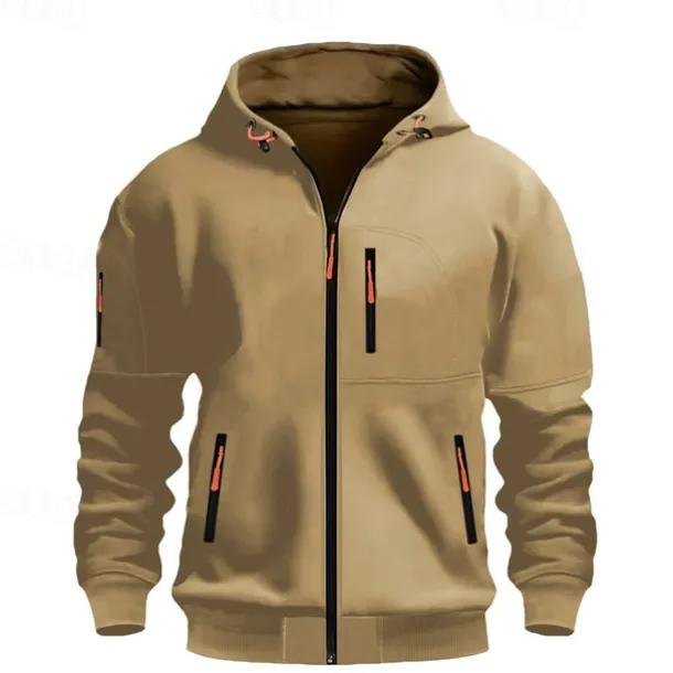 Men's Hoodie Sweatshirt Full Zip Hoodie Black Wine Army Green Navy Blue Blue Hooded Plain Pocket Sports & Outdoor Daily Holiday Polyester Streetwear Basic Casual Spring & Fall Clothing Apparel