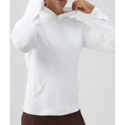 Men's Hoodie Sweatshirt Pocket Long Sleeve Top Athleisure Fall Breathable Quick Dry Lightweight Tennis Golf Running Sportswear Activewear Solid Colored Navy Black White