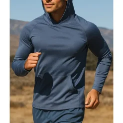 Men's Hoodie Sweatshirt Pocket Long Sleeve Top Athleisure Fall Breathable Quick Dry Lightweight Tennis Golf Running Sportswear Activewear Solid Colored Navy Black White