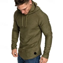 Men's Hoodie Tactical Black White Wine Army Green Khaki Hooded Plain Sports & Outdoor Daily Holiday Polyester Streetwear Cool Casual Cross-Seasons Fall & Winter Clothing Apparel Hoodies Sweatshirts
